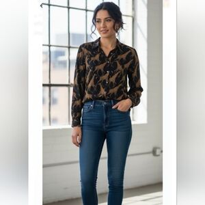 Elegant Women's Black and Brown Graphic Hoodie